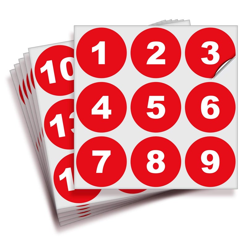 iSYFIX Red Consecutive Number Stickers â€“ 1 to 50, 2-inch, 1 Set â€“ Vinyl Self Adhesive Premium Decal, Ideal for Inventory, Storage, Organizing, Boxes, Bins, Toolbox, Lockers & More, Indoor/Outdoor - Image 1
